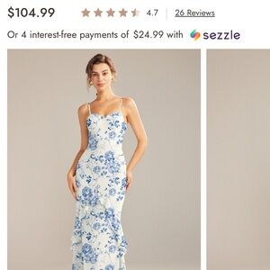 Claire blue botanical flower maxi NWOT